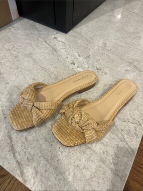 Tuckernuck Raffia Woven Knot Slide Mules